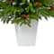 4.5ft. Pre-Lit Snow Tipped Portland Spruce Artificial Christmas Tree in White Metal Planter, Clear LED Lights